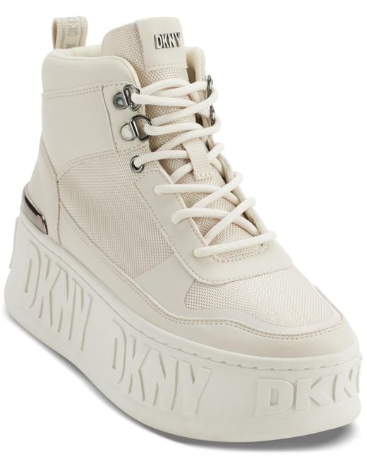 DKNY White Layne Lace-up High-top Platform Sneakers