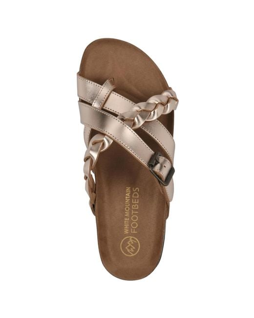 White Mountain Brown Harrington Round Toe Flat Sandals