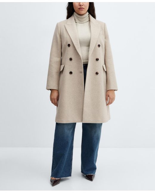 Mango Natural Double-breasted Wool Coat