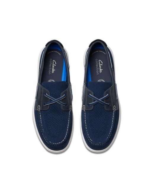 Clarks Blue Flexway Tie Casual Slip On Boat Shoe for men