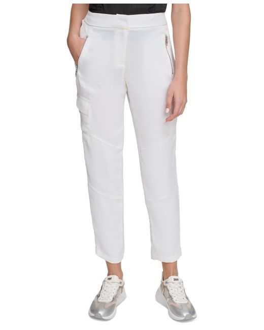 DKNY White Zip-pocket Cargo Pants
