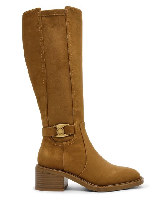 Anne Klein Anessa Block Heel Knee High Boots in Brown | Lyst
