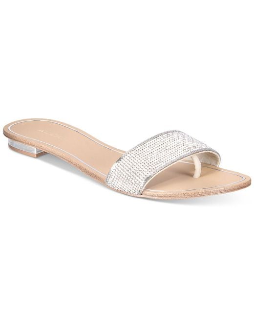 ALDO Metallic Soffia Embellished Slide Sandals