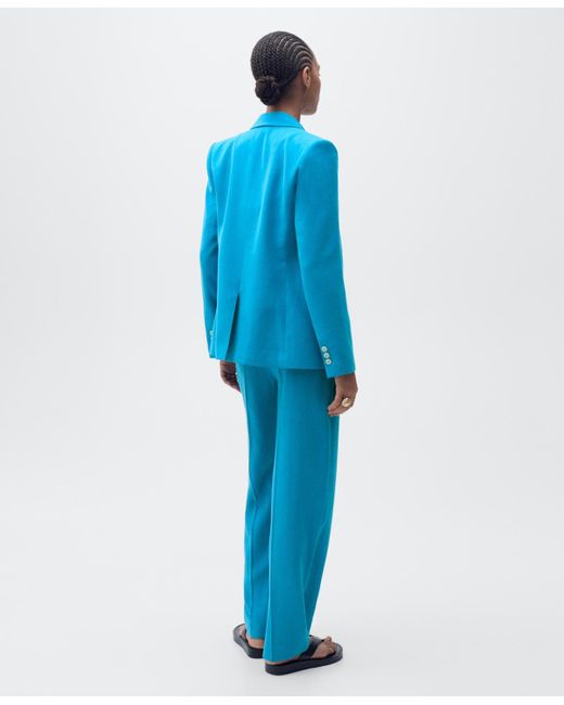 Mango Blue Straight-fit Suit Jacket