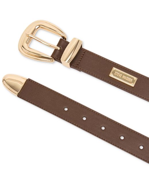 Steve Madden Brown Hardware-embellished Faux-leather Belt