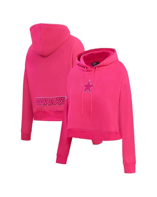 Pro Standard Pink Dallas Cowboys Triple Cropped Pullover Hoodie
