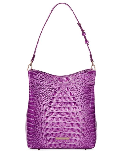 Brahmin Purple Celina Leather Bucket Bag