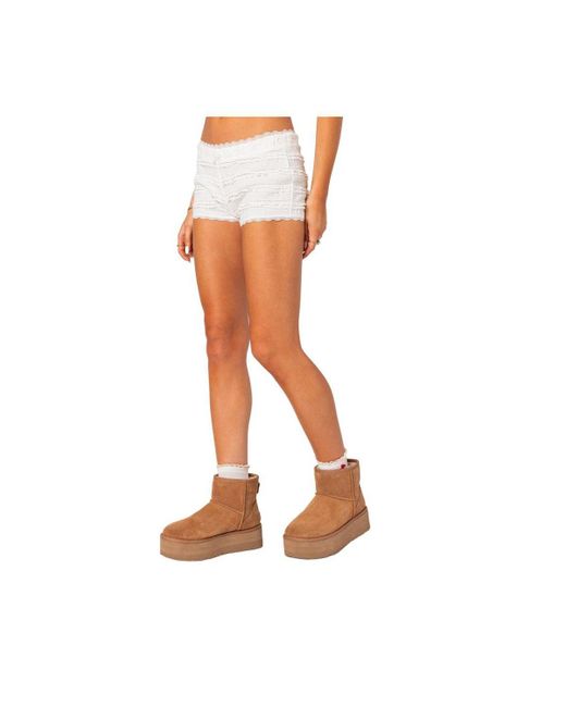 Edikted Lucy Ruffled Lace Shorts in White Lyst