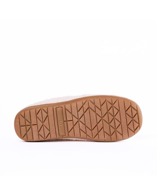 Minnetonka White Packaway Fabric Slipper Collabsible Heel