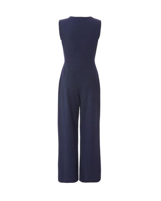 Quiz Blue Scuba Crepe Gathered Front Jumpsuit