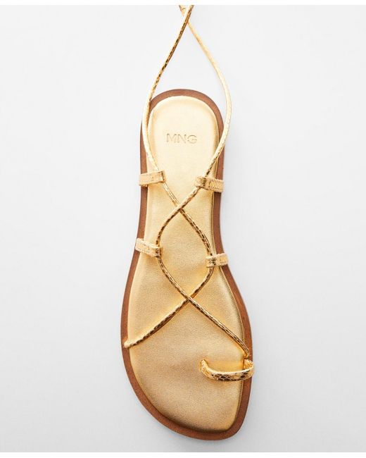 Mango Metallic Leather Straps Sandals
