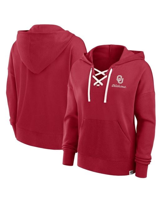 Fanatics Red Oklahoma Sooners Heritage Original Script Lace-up Pullover Hoodie