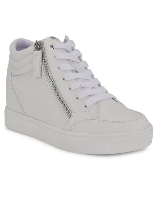 Nine West Gray Tons High Top Hidden Wedge Sneakers