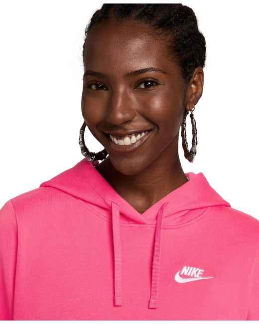 Nike Sportswear Club Fleece Pullover Hoodie in Pink Lyst