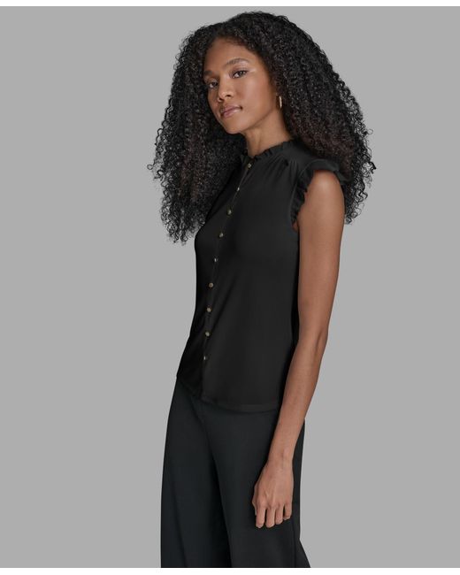 BCBGMAXAZRIA Gray Sleeveless Button Down Blouse