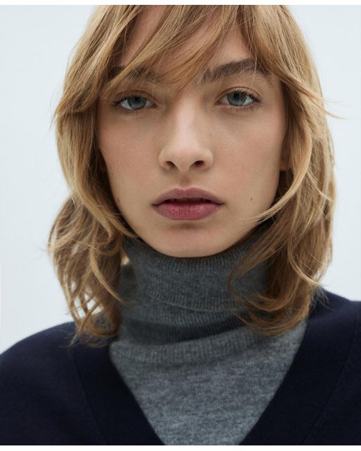 Mango Blue V-neck Knit Sweater