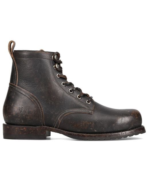 Frye Black Hudson Round-toe Work Boots for men