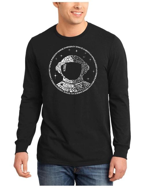 LA Pop Art Black I Need My Space Astronaut Word Art Long Sleeve T-shirt for men