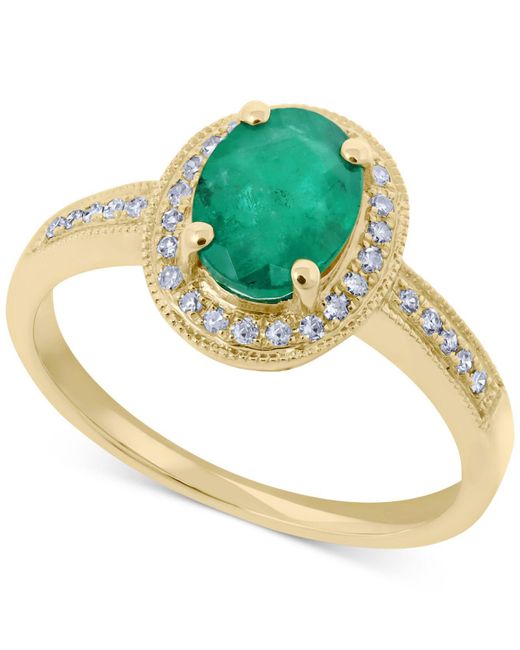 Macy's Emerald (11/10 Ct. T.w.) & Diamond (1/8 Ct. T.w.) Ring In 14k