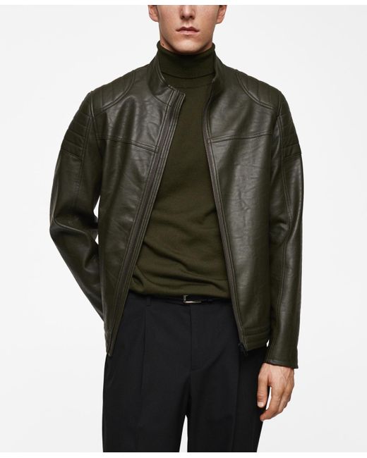Mango Green Nappa Leather-effect Jacket for men