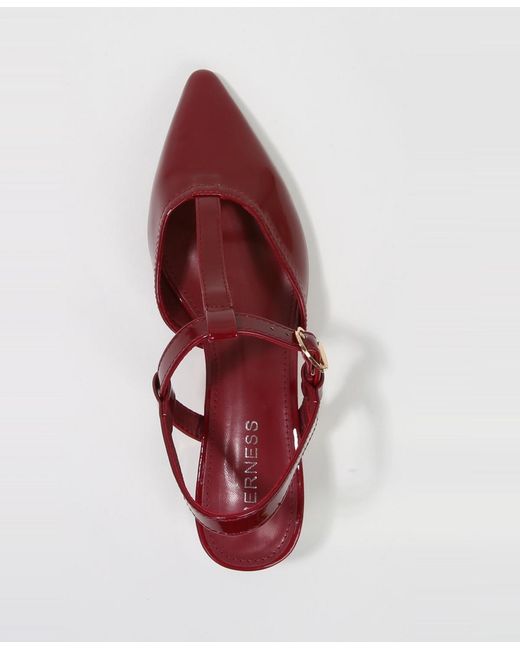 BERNESS Red Cristian T-strap Slingbacks