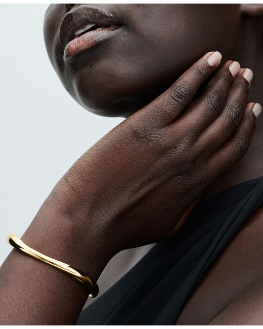 Pandora White 14k -plated Shaped Open Bangle