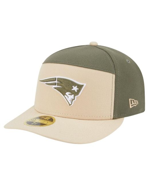 KTZ Natural Â Light Beige/olive New England Patriots Two-tone Color Pack Split Panel 59fifty Fitted Hat for men