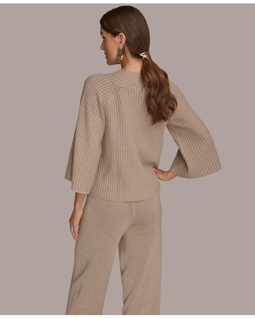 Donna Karan Brown Micro Sequin Embellished Sweater