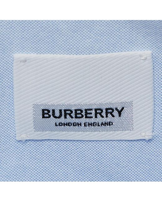 Pre-owned Burberry Blue Cotton Belted Short Shirt Dress