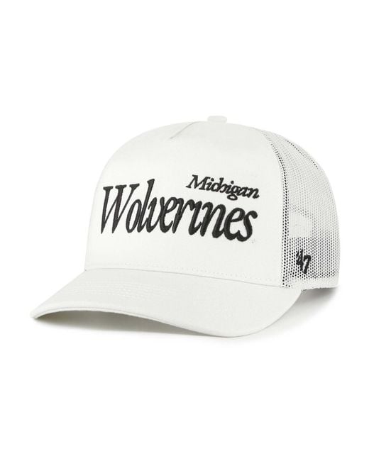 '47 White And Michigan Wolverines Foundation Script Adjustable Trucker Hat