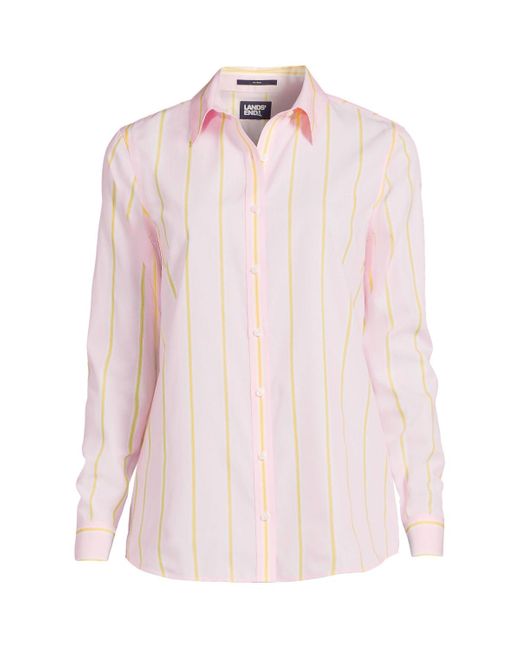 Lands' End Pink Plus Size Wrinkle Free No Iron Button Front Shirt