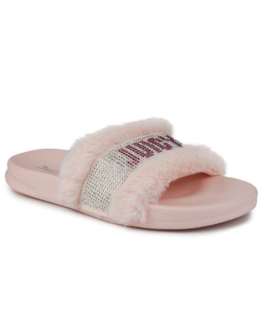 Juicy Couture Pink Steady Faux Fur Sandal Slide