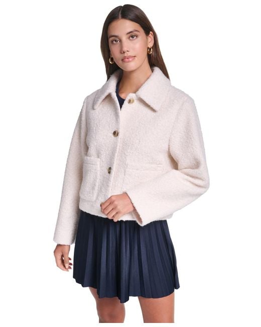 Levi's Natural Laydown Collar Cropped Boucle Work Jacket