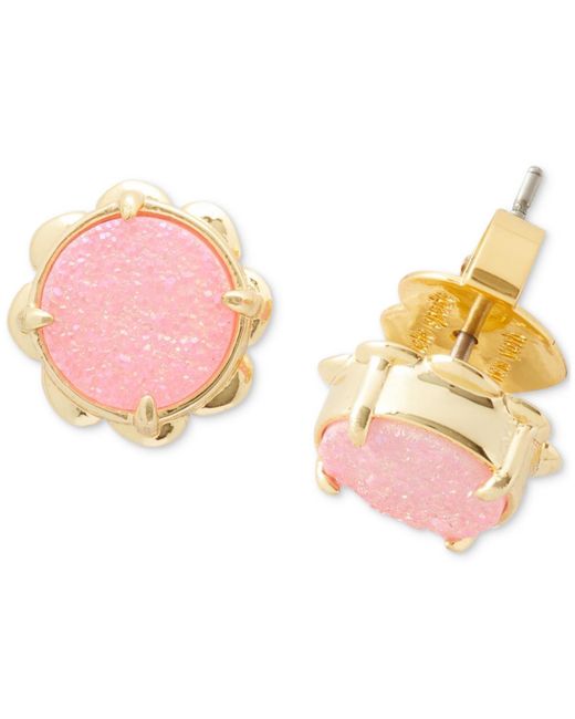 Kate Spade Pink Gold-tone Glam Gems Stud Earrings