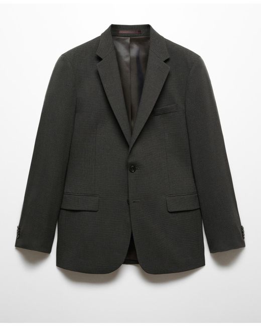 Mango Black Stretch Fabric Slim-fit Suit Blazer for men