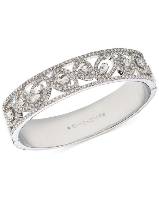 Givenchy White Mixed Crystal Openwork Bangle Bracelet
