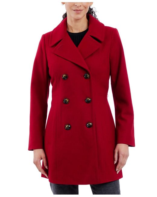 Anne Klein Red Double-breasted Peacoat