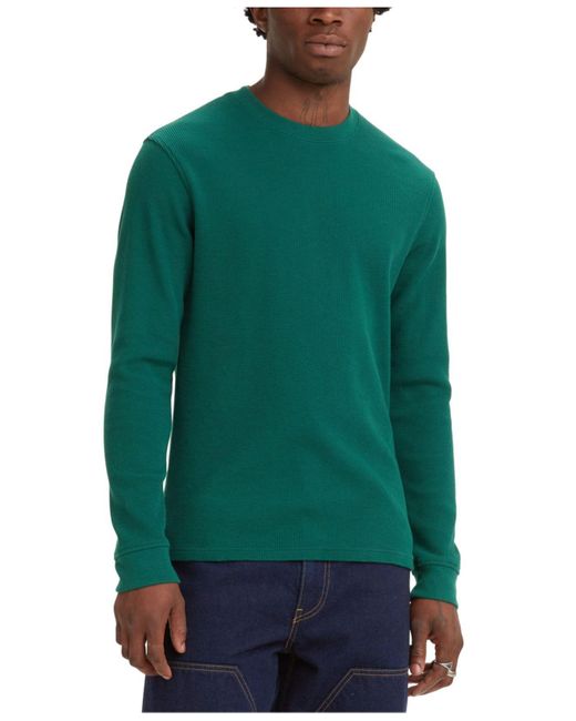 Levi's Waffle Knit Thermal Long Sleeve T-shirt in Green for Men | Lyst