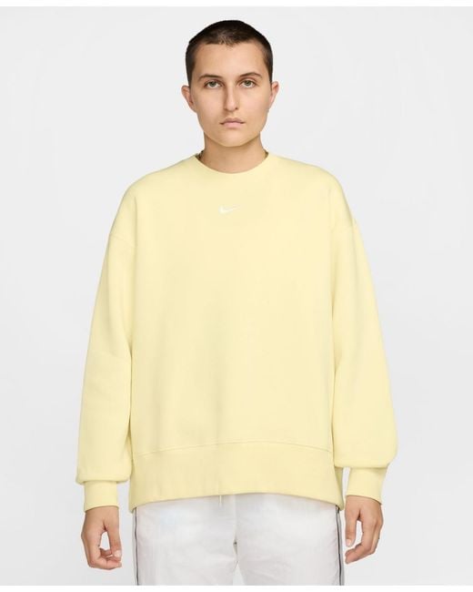 Nike Women's Yellow Sportswear Phoenix Fleece Oversized Crewneck Sweatshirt