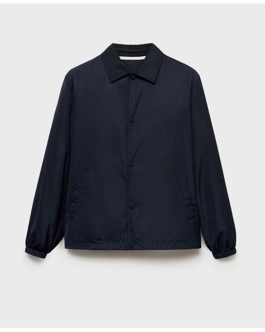 Mango Blue Regular-fit Technical Fabric Jacket for men