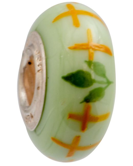 Fenton Green Glass Jewelry: Easter Bead Glass Charm