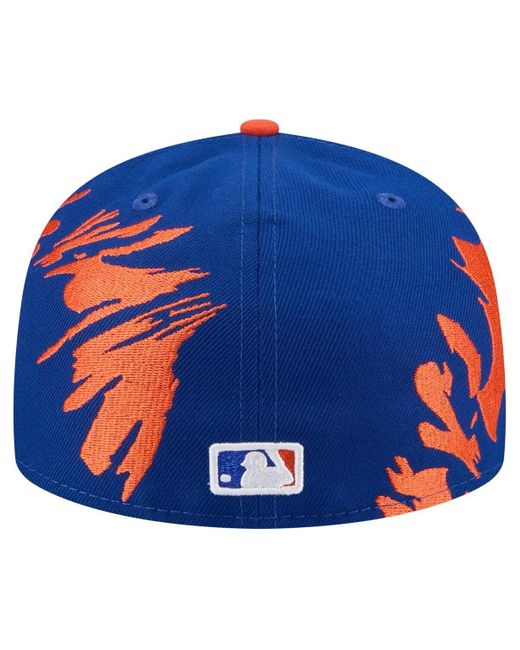 KTZ Blue Royal/orange New York Mets Retro Pattern 59fifty Fitted Hat for men