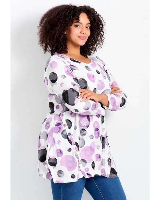 Avenue White Plus Size Leisure Button Tunic