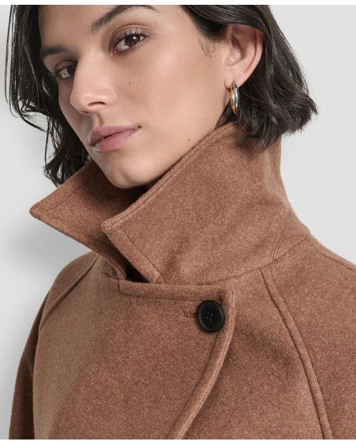 DKNY Natural Short Double Breasted Collared Coat P Xs Xxl