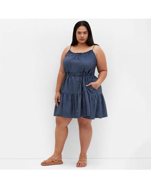 City Chic Blue Plus Size Sweet Tiers Mini Dress