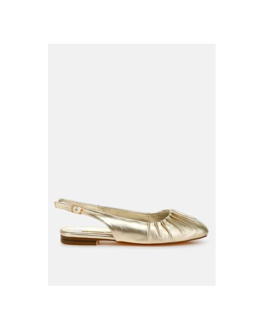 Rag & Co Berni Metallic Square Toe Flat Slingbacks