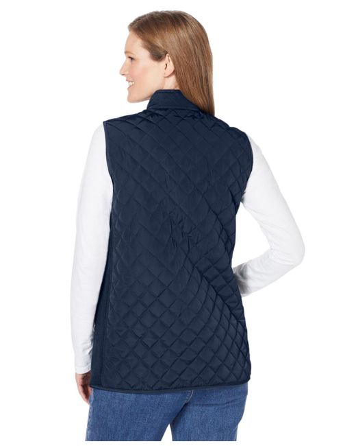 Woman Within Blue Plus Size Zip-front Quilted Vest