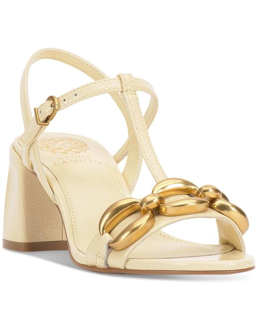 Vince Camuto Metallic Chirie Chain T-strap Block-heel Sandals