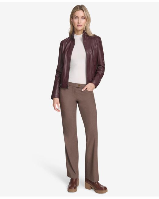 Andrew Marc Purple Rowan Leather Racer Jacket