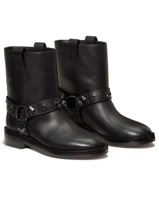 Kate Spade Black Spade Flower Garden Suede Moto Boots